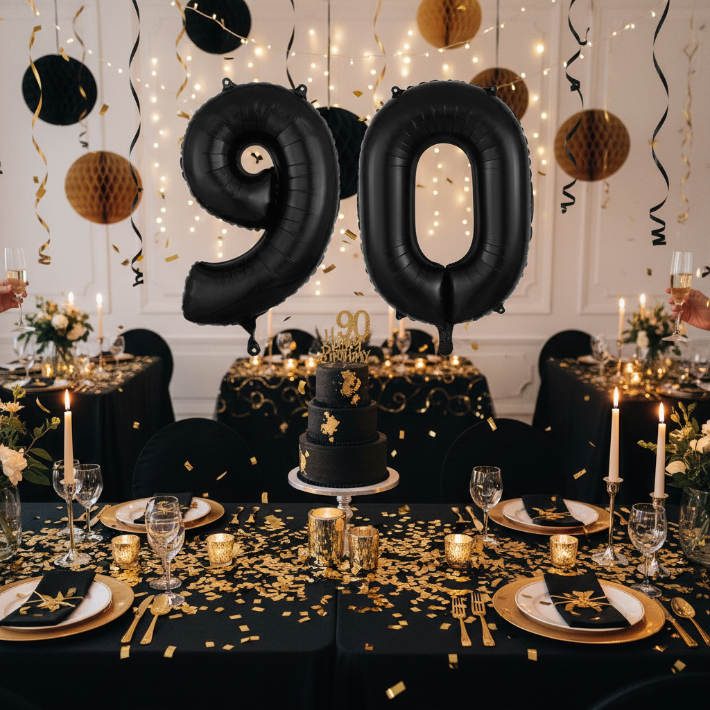 Black Number 9 Balloon - 90th Birthday