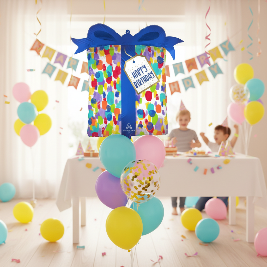 Painterly Dots Balloon - Birthday Party Setup