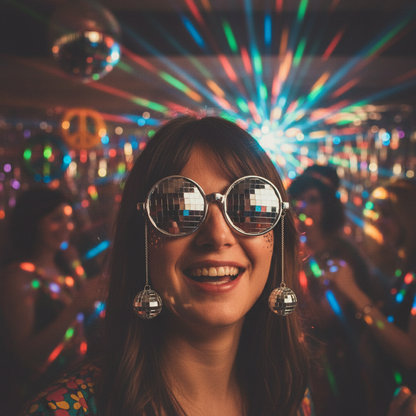 Disco Ball Hanging Shades - Retro 70s Fancy Dress