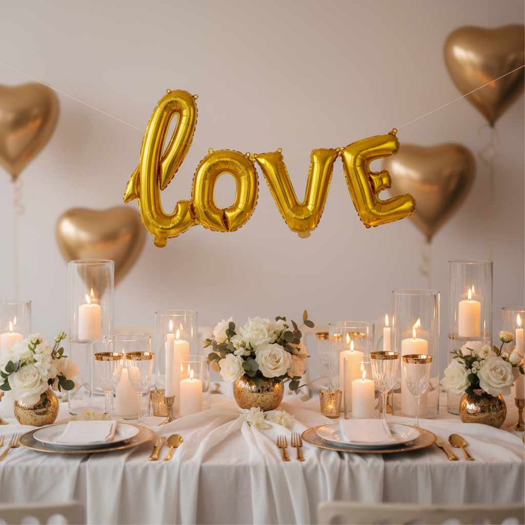 Gold Letter L Balloon - LOVE Wedding Anniversary
