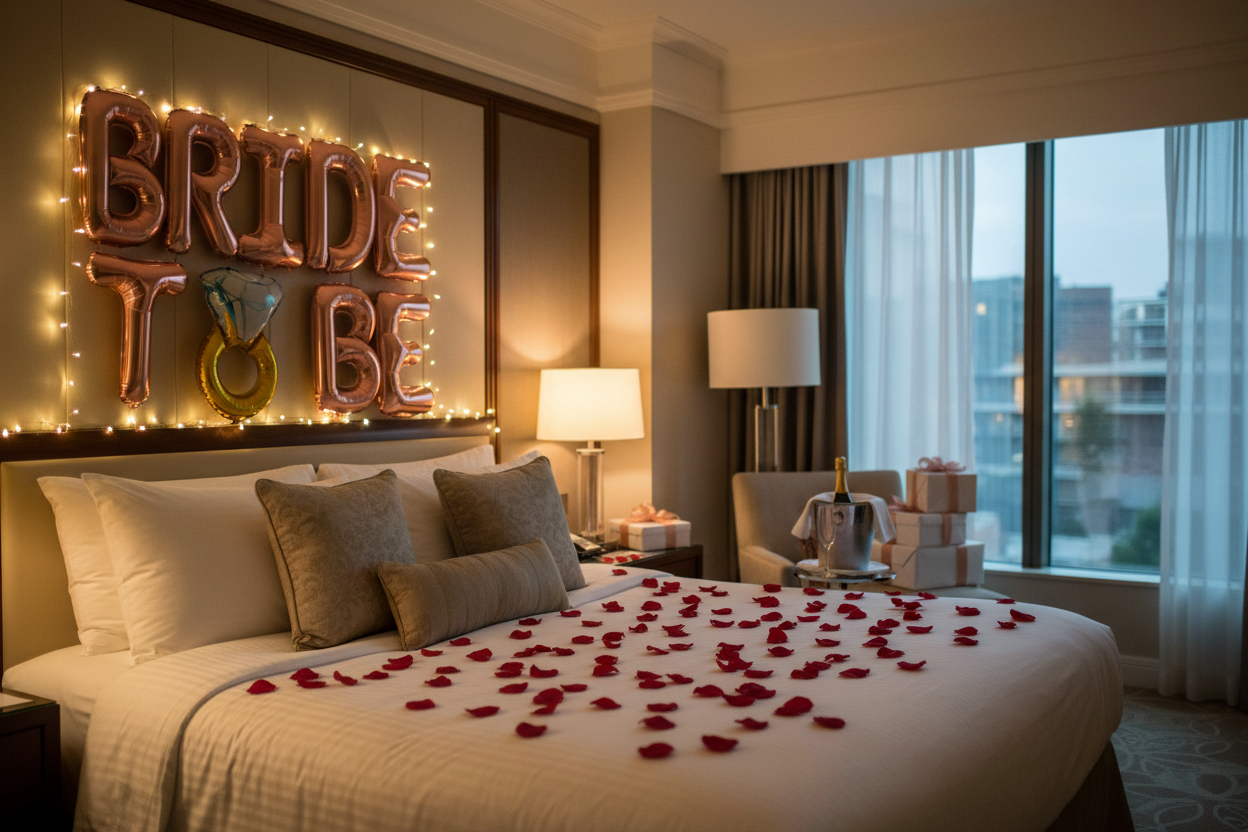 Bride To Be Balloon - Hotel Room Surprise Setup