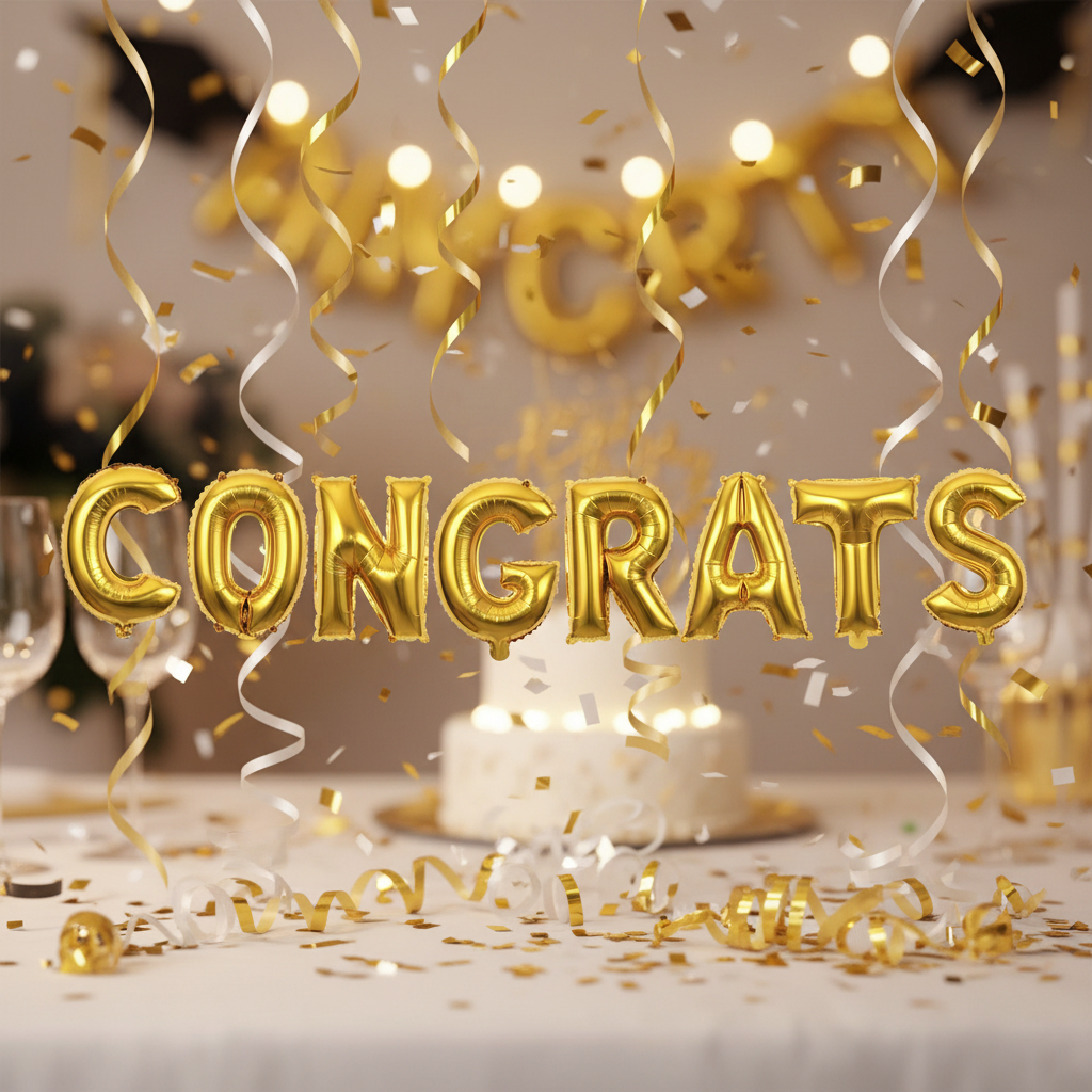 Gold Letter C Balloon - CONGRATS Celebration