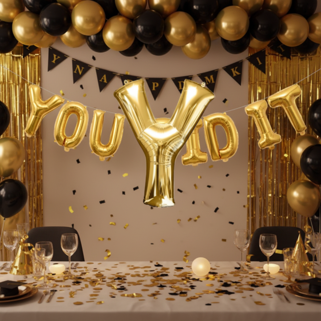 Gold Letter Y Balloon - YOU DID IT Graduation