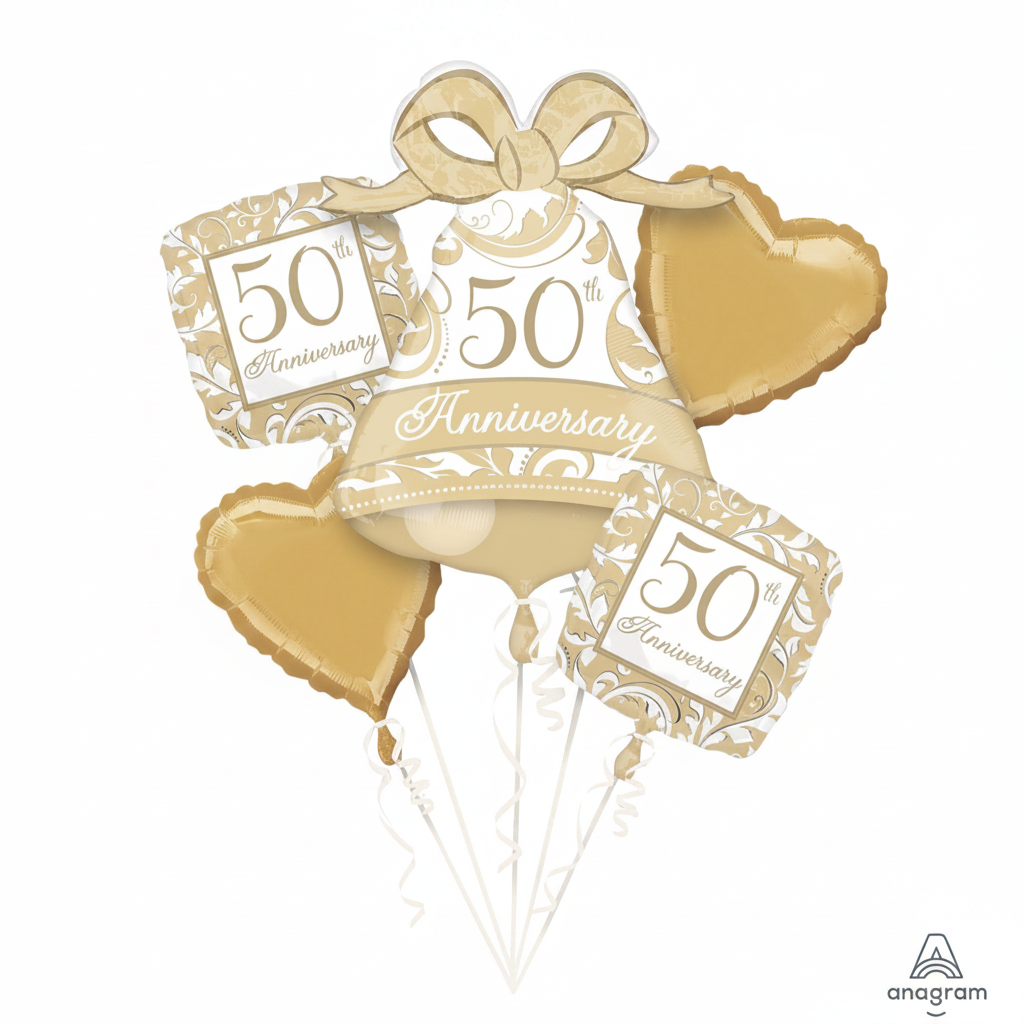 50th Anniversary Balloon Bouquet - Front Angle