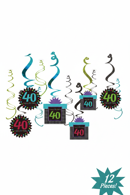 40th Birthday Swirl Decoration product shot white background