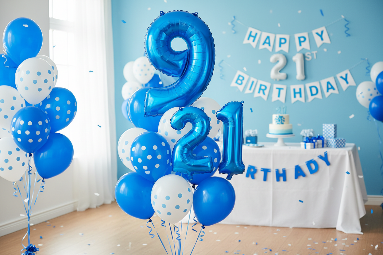 Number 9 Blue Balloon - Balloon Bouquet Room Decoration