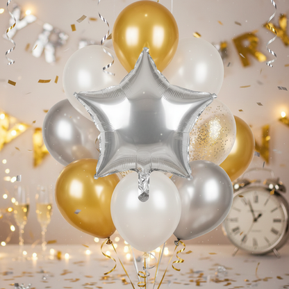 Silver Star Balloon - New Year Eve Celebration
