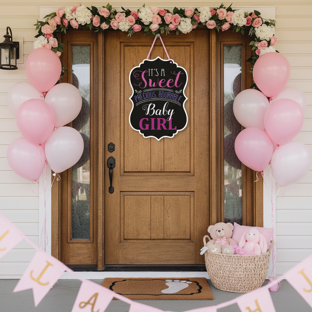 It's a Sweet Baby Girl Sign at Home Welcome Decoration