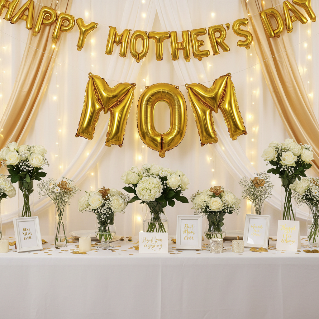 Gold Letter M Balloon - MOM Mother's Day