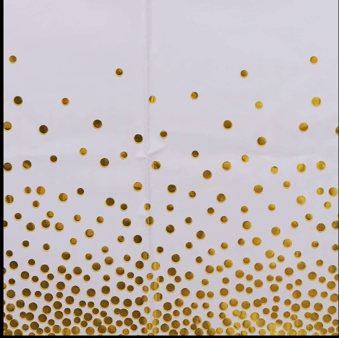 White Tablecover with Golden Polka Dot 54" x 72" - 1PC