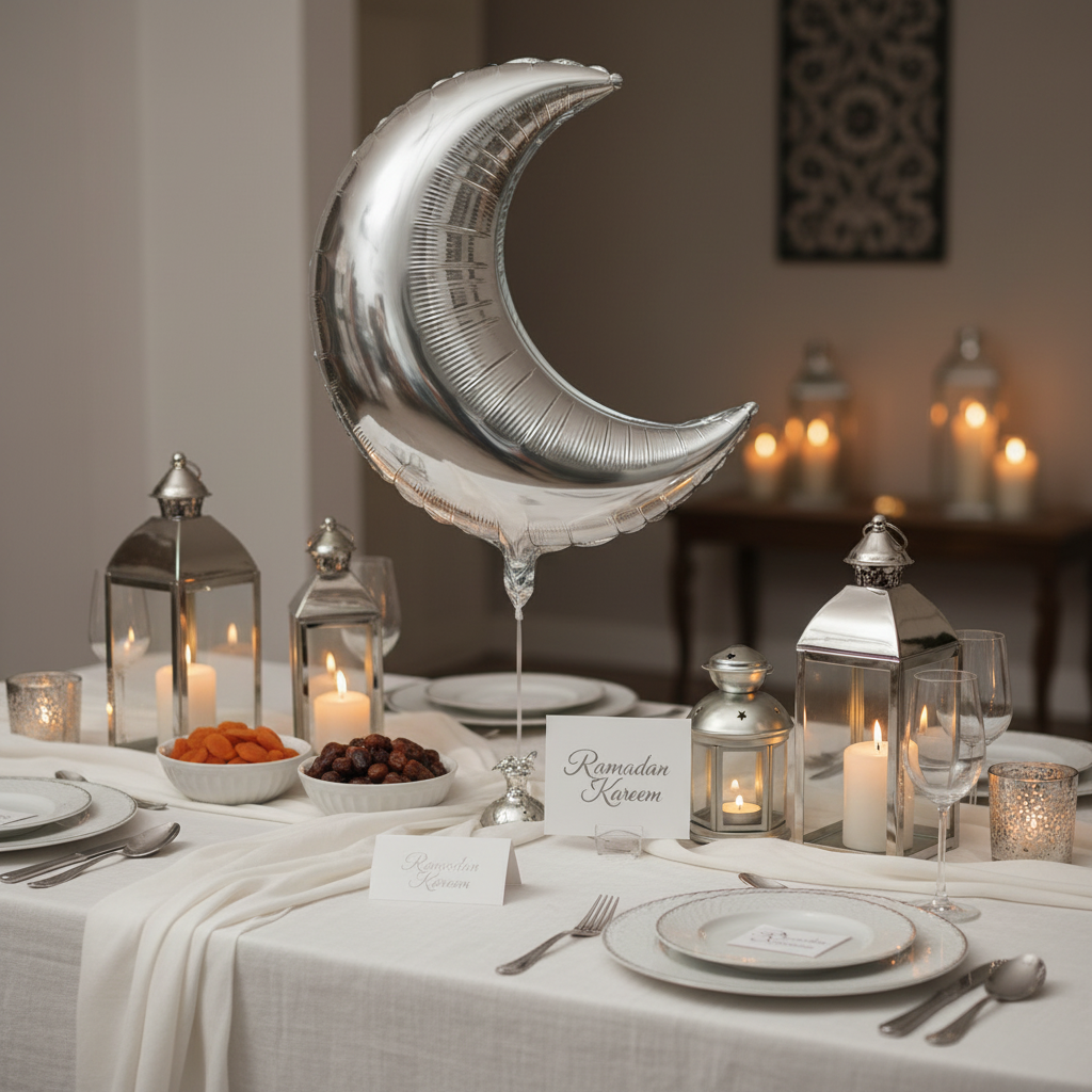 Silver Moon Balloon - Ramadan Iftar Decoration