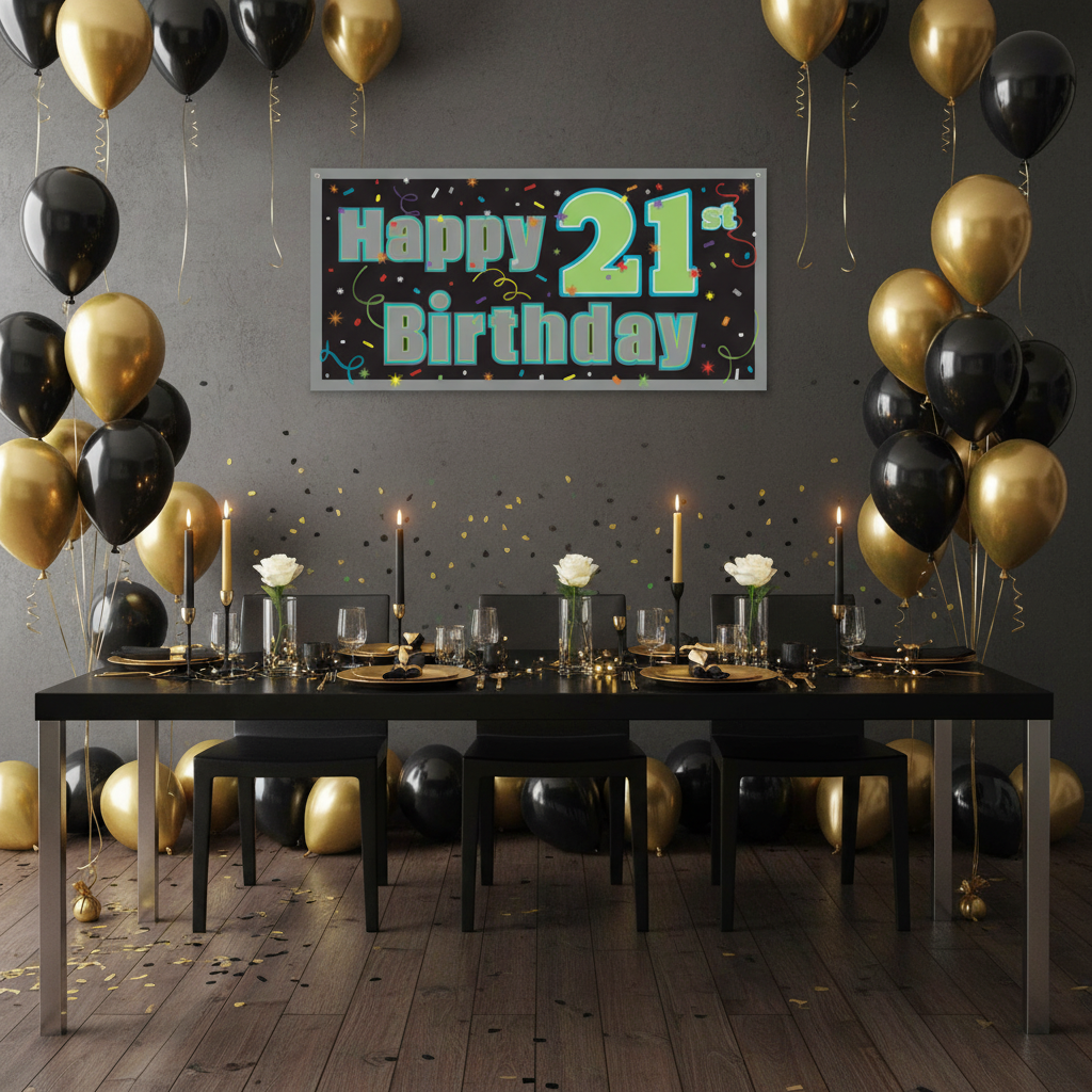 Happy 21st Birthday Banner - 21st Birthday Party