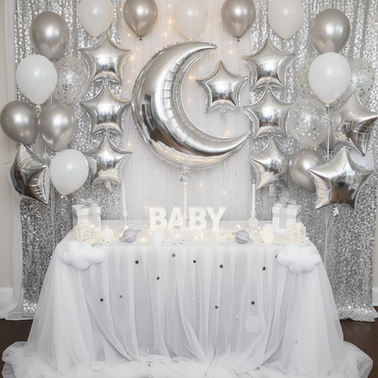 Silver Moon Balloon - Celestial Baby Shower