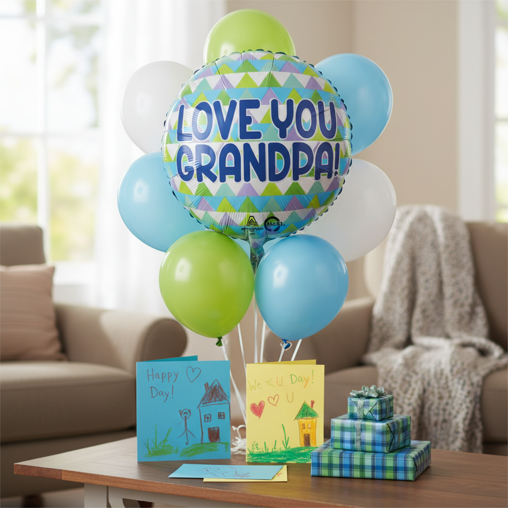 Love You Grandpa Balloon - Surprise Gift from Grandchildren