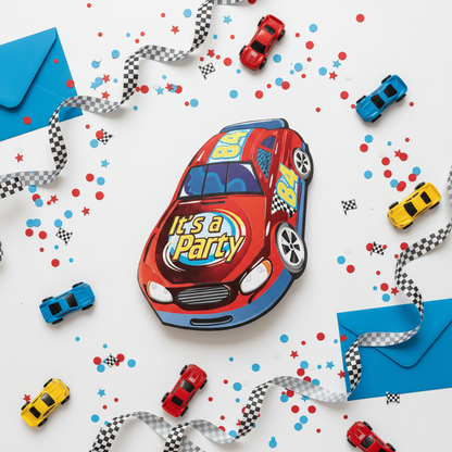 Race Car Jumbo Party Invitations Racing Flat Lay