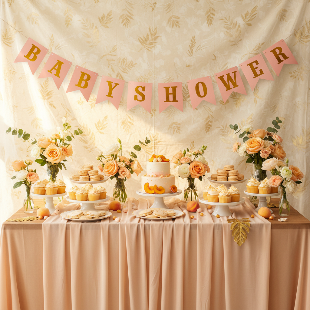 Baby Shower Peach Banner - Dessert Table