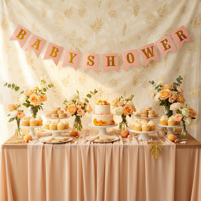 Baby Shower Peach Banner - Dessert Table