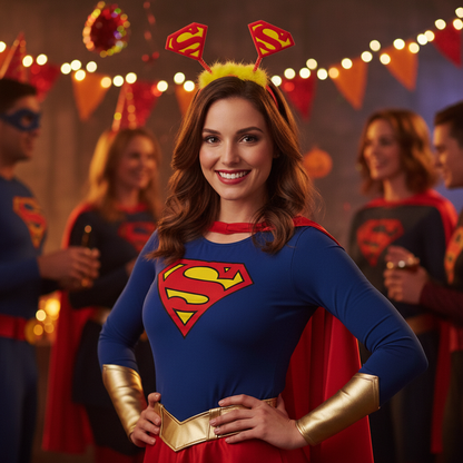 Superwoman Headband worn at Halloween Costume Party