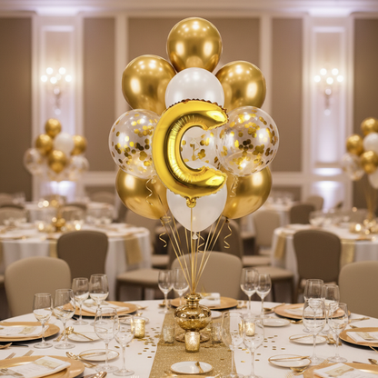 Gold Letter C Balloon - Table Centrepiece Bouquet