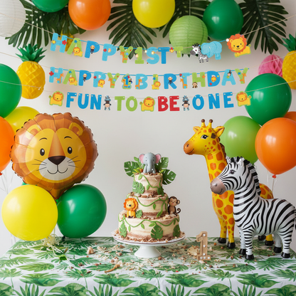 Happy 1st Birthday Wild Banner Combo - Smash Cake Wild One