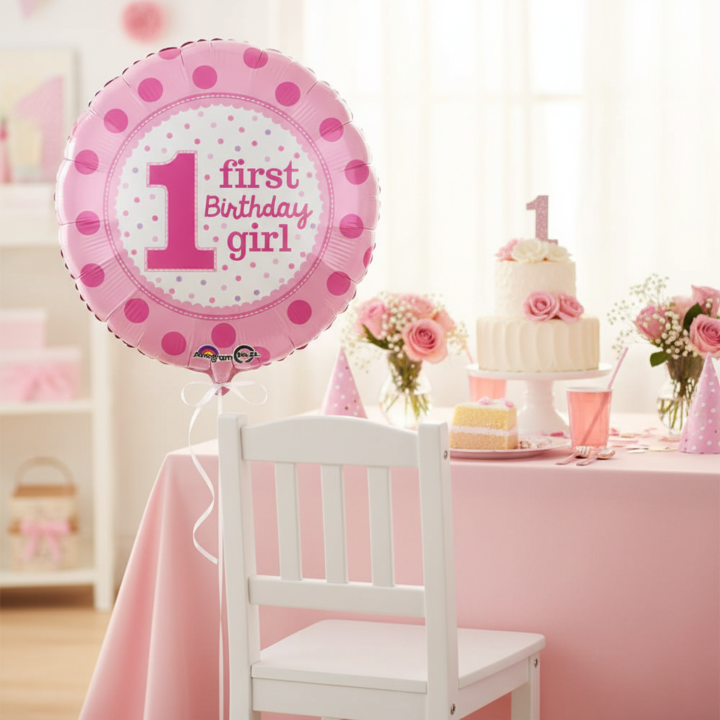 1st Birthday Girl Balloon - Party Table Decor