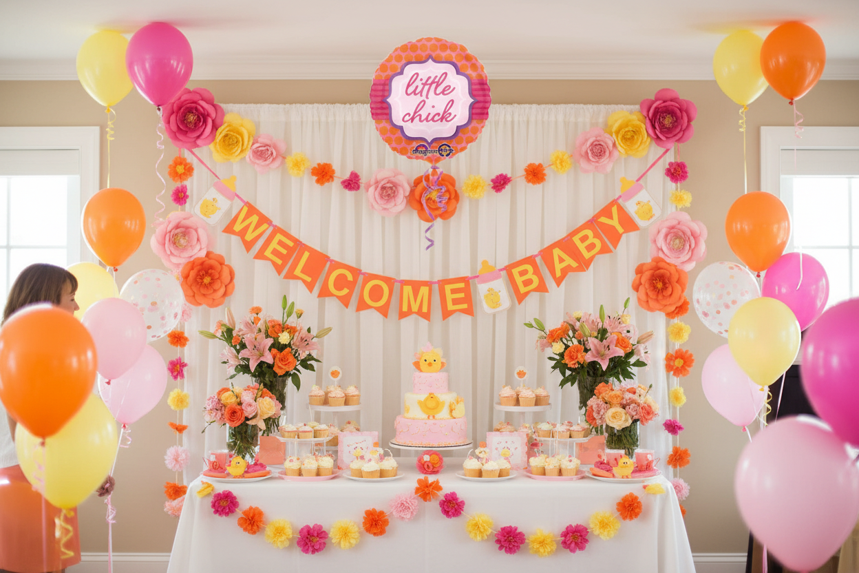 Little Chick Balloon - Baby Shower Party Setup