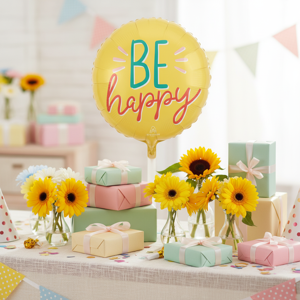 Be Happy Balloon - Gift Table Centrepiece