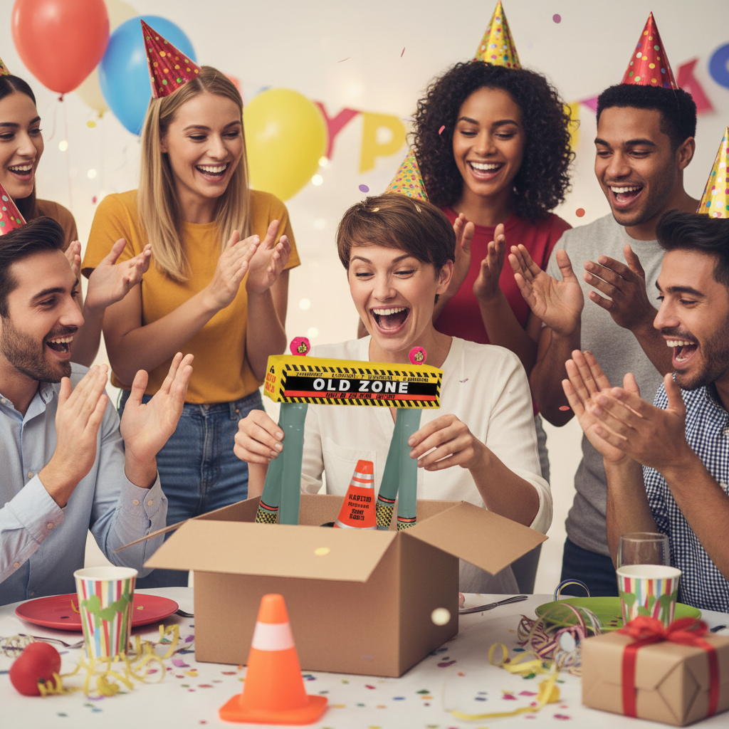 Inflatable Age Barricade Kit as Funny Gag Gift Reveal