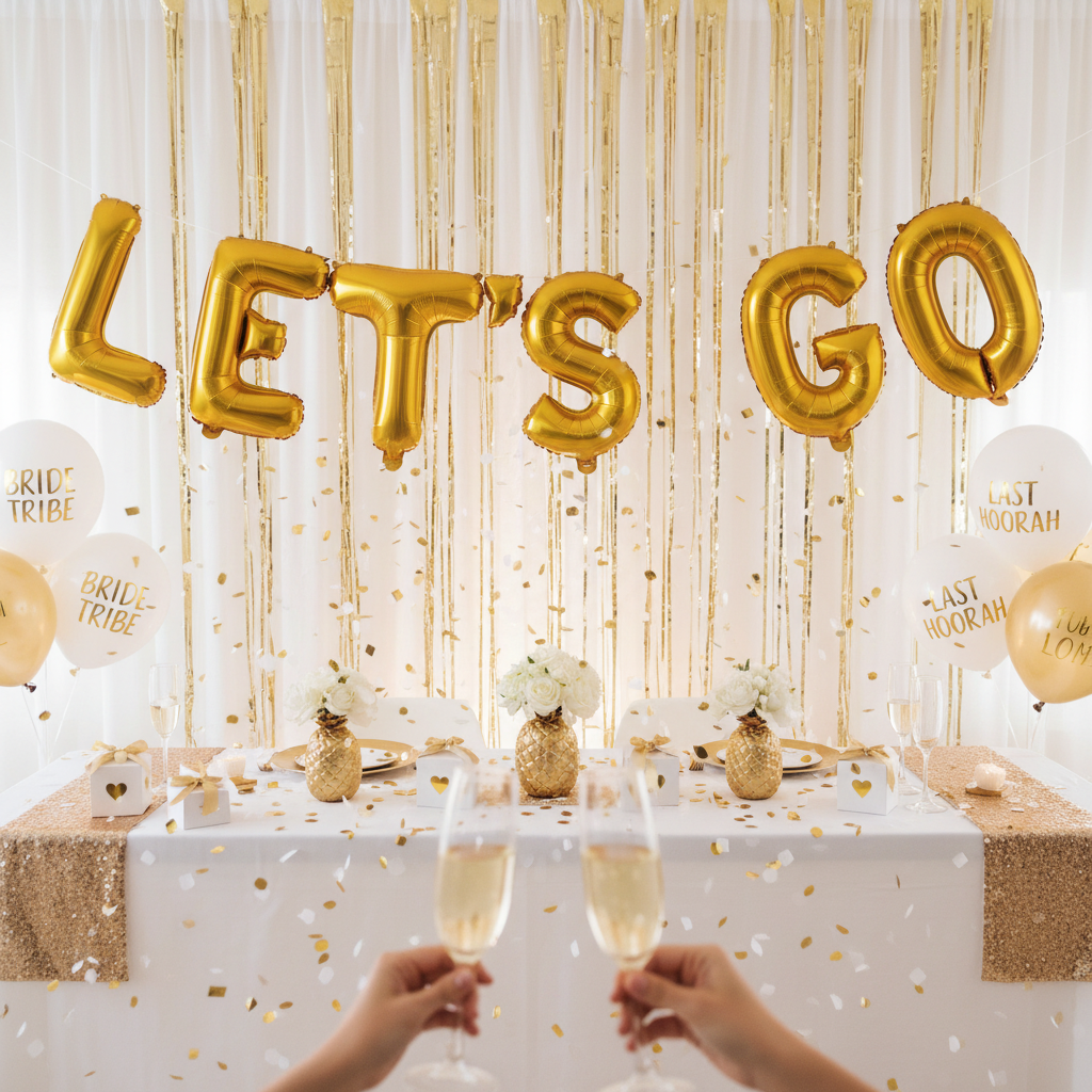Gold Letter L Balloon - LET'S GO Bachelorette Farewell