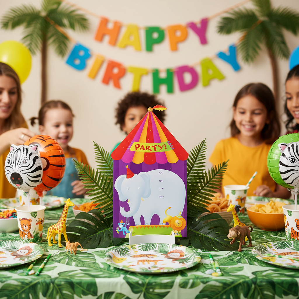 Jungle Animal Jumbo Party Invitations at Kids Jungle Birthday Party