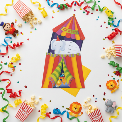 Circus Party Jumbo Invitations Circus Flat Lay