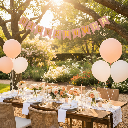 Baby Shower Peach Banner - Outdoor Garden Baby Shower
