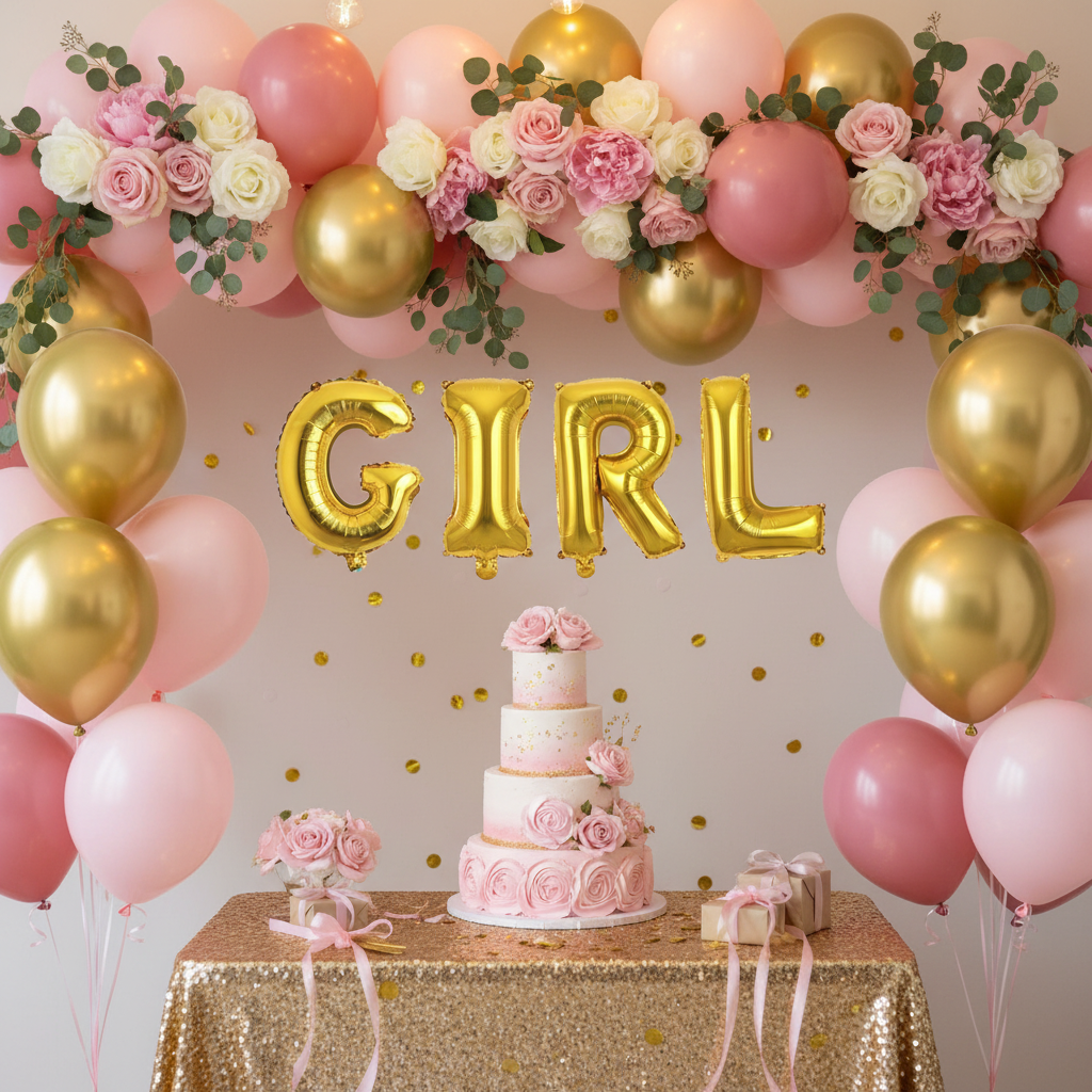 Gold Letter G Balloon - GIRL Baby Shower
