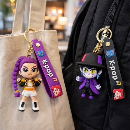 Kpop Demon Hunters Cartoon Keychains for Boys and Girls - Set of 2