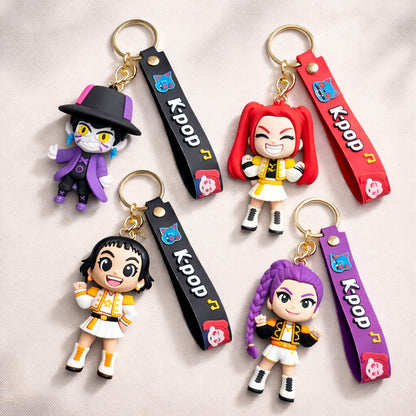 Kpop Demon Hunters Cartoon Keychains for Boys and Girls -  Set of 4