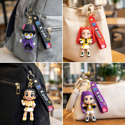 Kpop Demon Hunters Cartoon Keychains for Boys and Girls -  Set of 4