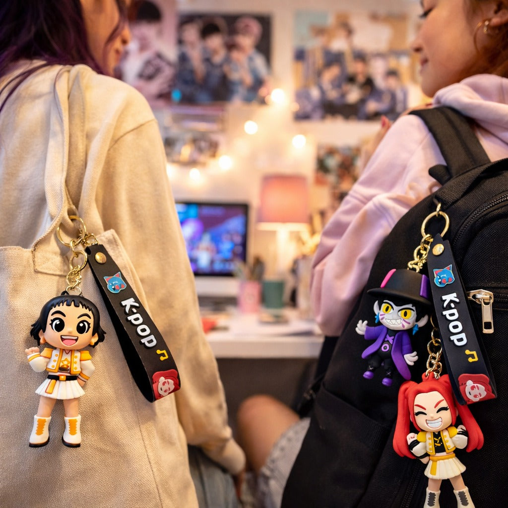 Kpop Demon Hunters Cartoon Keychains for Boys and Girls -  Set of 4