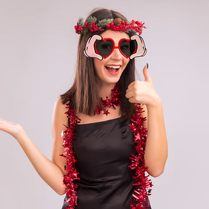 Heart Shaped Sunglasses with Clicking Hands Action for Adults - 1PC