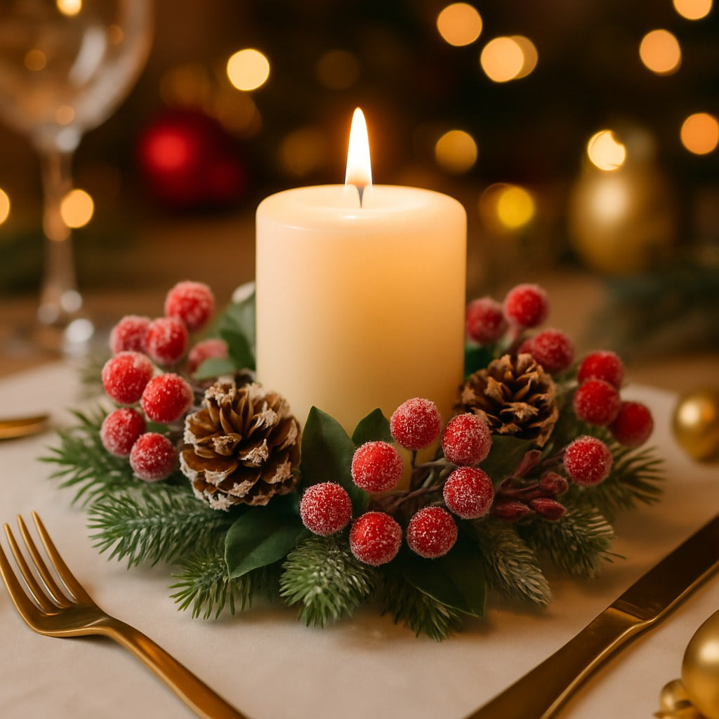 Small Wreath with Pine Cones and Cherries - 1PC