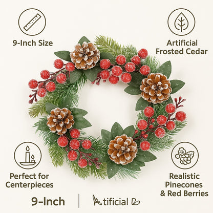 Small Wreath with Pine Cones and Cherries - 1PC