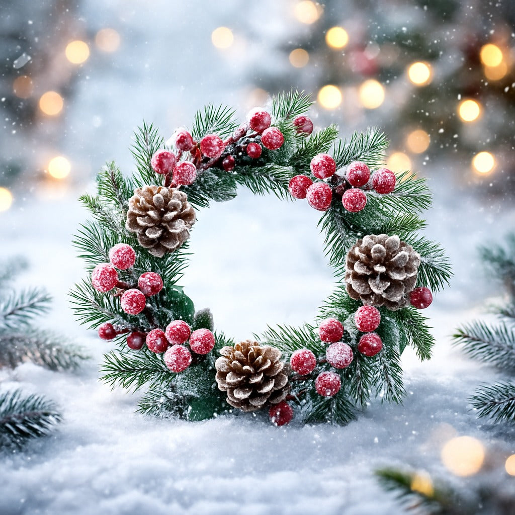 Small Wreath with Pine Cones and Cherries - 1PC