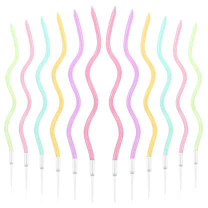 Multicolor Neon Twsited Candles - 12 PC