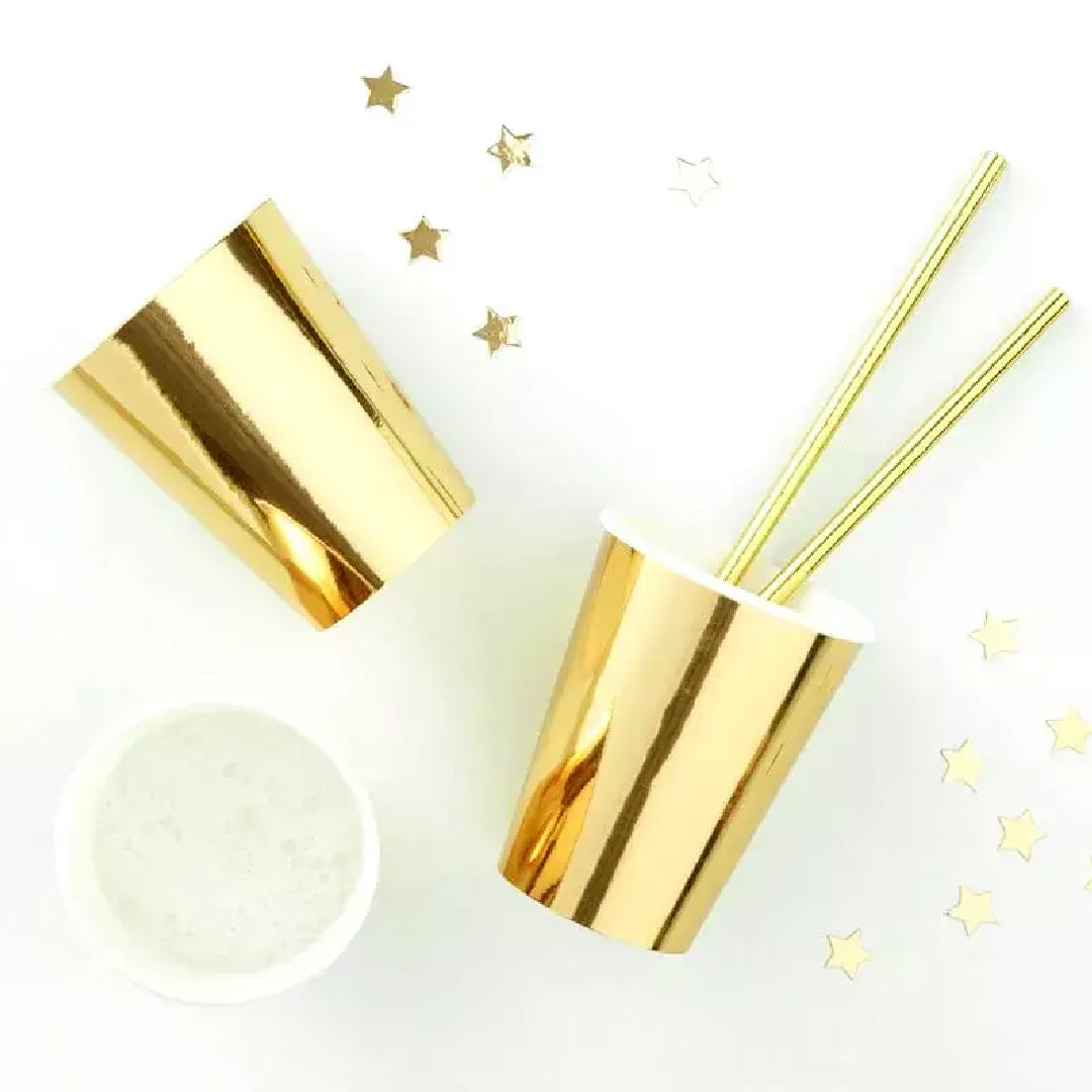 Golden Paper Party Cups - 250ML - 10PC