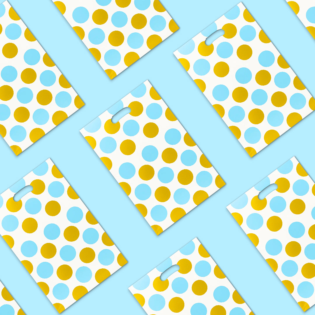 Blue Large Polka Dot Loot Bags - 10PC