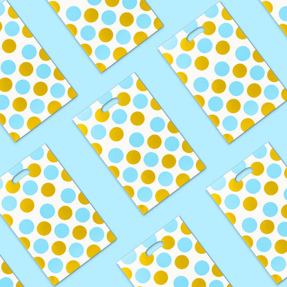Blue Large Polka Dot Loot Bags - 10PC