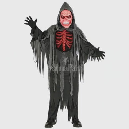 The Spooky Smoldering Reaper Horror Adult Costume with Blood Red Mask - Size L