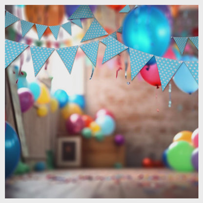 Blue Polka Dot Triangular Bunting Banner - Over 9 FT - 1PC