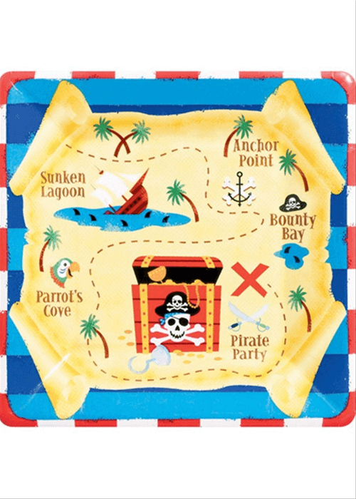 10" SQUARE PLATE PIRATE PARTY