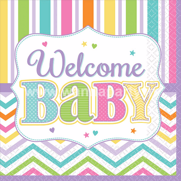 Welcome Baby Shower Dessert Napkins - 18PC