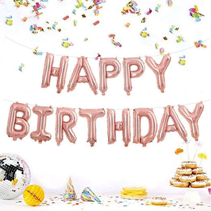 HAPPY BIRTHDAY ROSE GOLD BALLOON BANNER